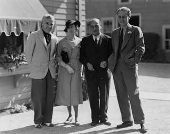 Arnold and Gertrud Schoenberg in Hollywood with Charlie Chaplin and David Raksin 1935