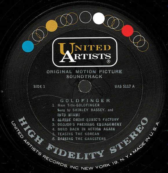 Record label from 1964 US Stereo Release of Goldfinger